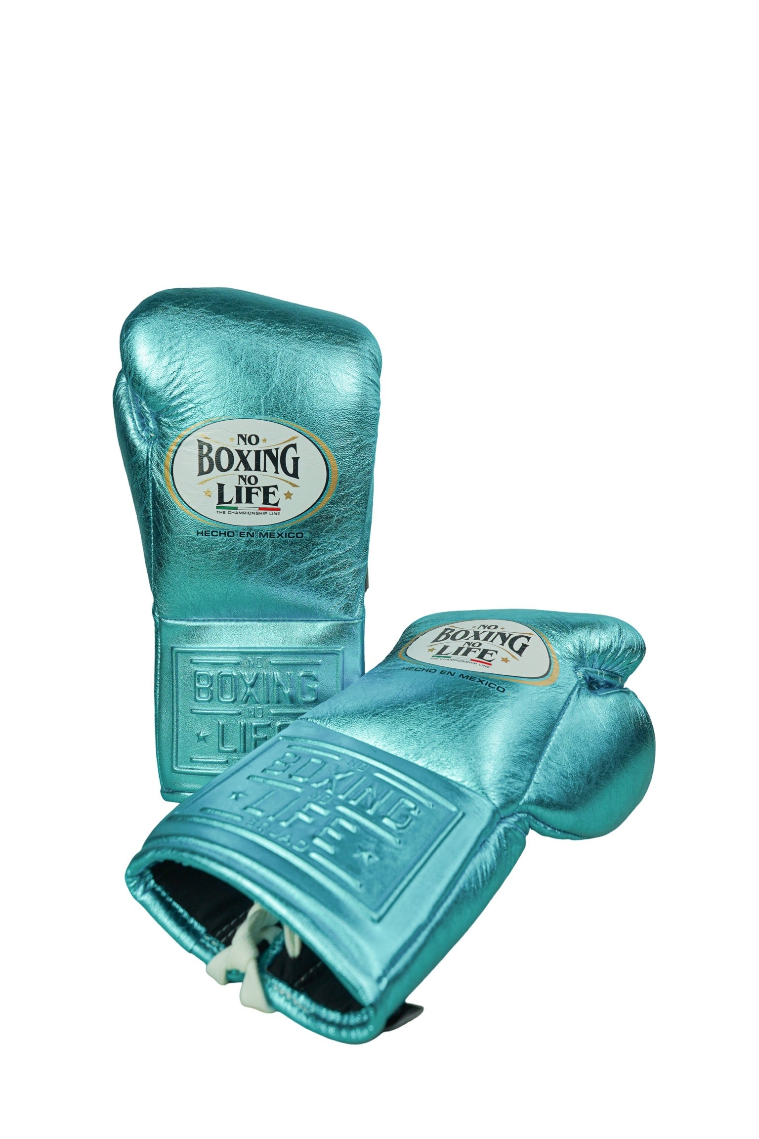 Customizable Metallic Aqua No Boxing No Life Boxing Gloves, No Boxing No Life Lace Up Boxing Gloves, Christmas Gift for Men's and Women's, Thanksgiving Gifts for Him and Her