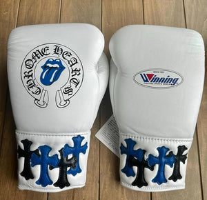 Chrome Heart Winning Boxing Gloves, Winning Velcro Boxing Gloves, Winning Lace up Boxing Gloves, Christmas Gift for Men's and Women's, Thanksgiving Gifts for Him and Her - White