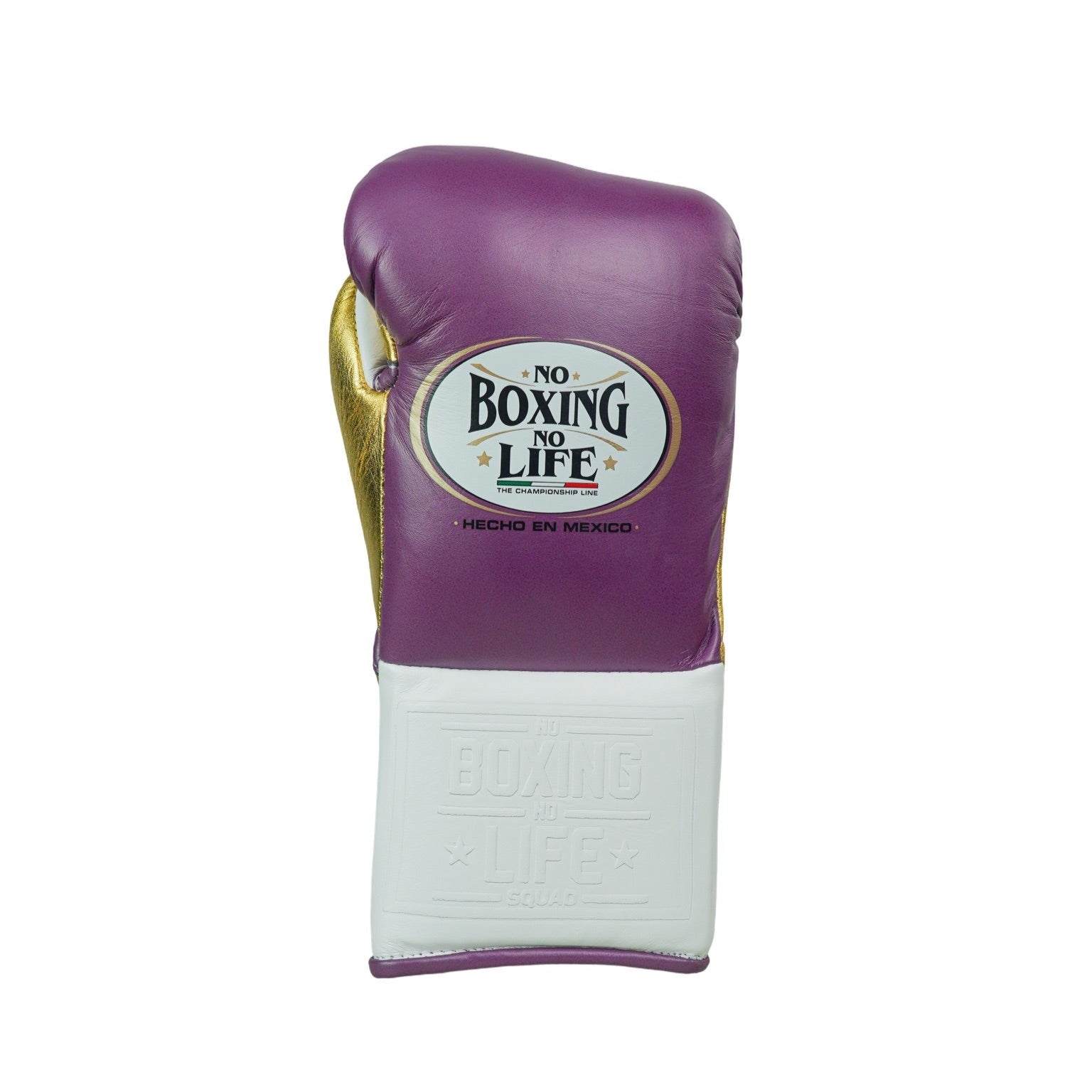No Boxing No Life Fight Gloves - Grape/ Metallic Gold/ White