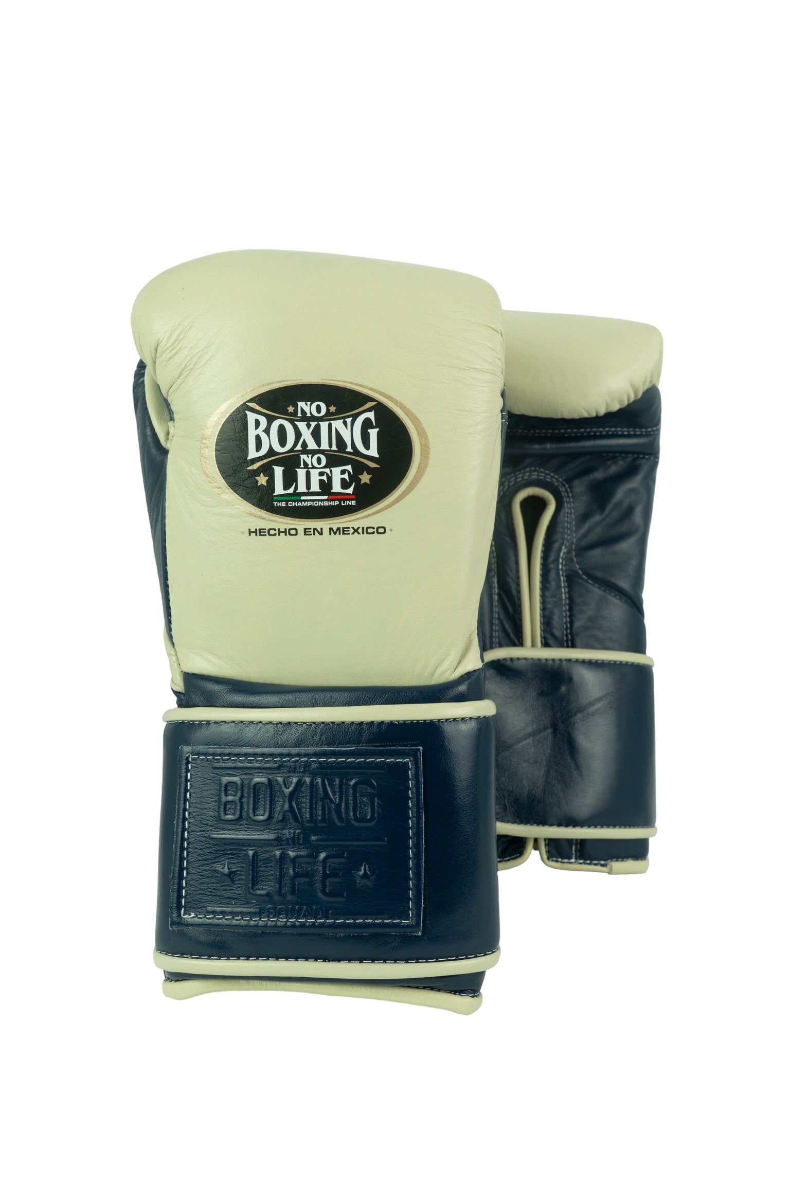 Customizable Cream and Navy Blue No Boxing No Life Boxing Gloves, No Boxing No Life Lace Up Boxing Gloves, Christmas Gift for Men's and Women's, Thanksgiving Gifts for Him and Her