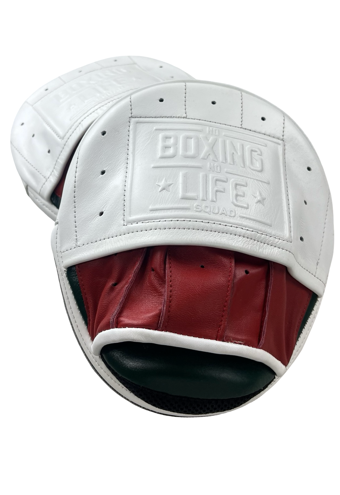 No Boxing No Life Precision Mitts - White/ Red/ Green
