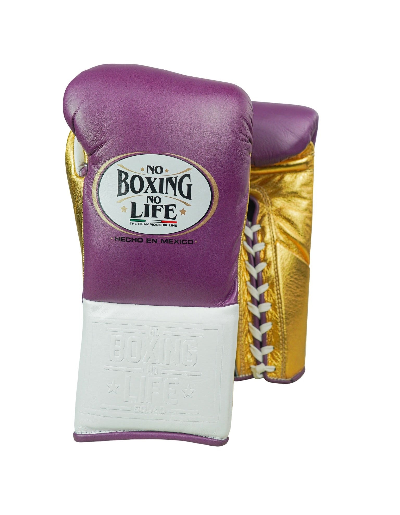 No Boxing No Life Fight Gloves - Grape/ Metallic Gold/ White
