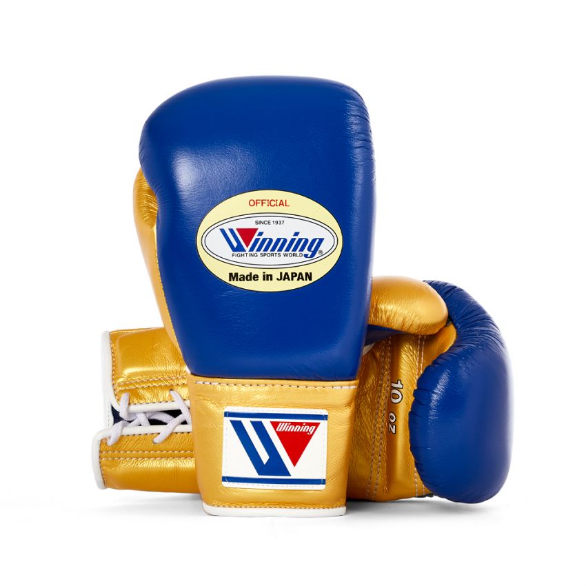 Blue and Gold Winning Boxing Gloves, Pro Winning Lace up Boxing Gloves, Christmas Gift for Men's and Women's, Thanksgiving Gifts for Him and Her- Blue & Gold