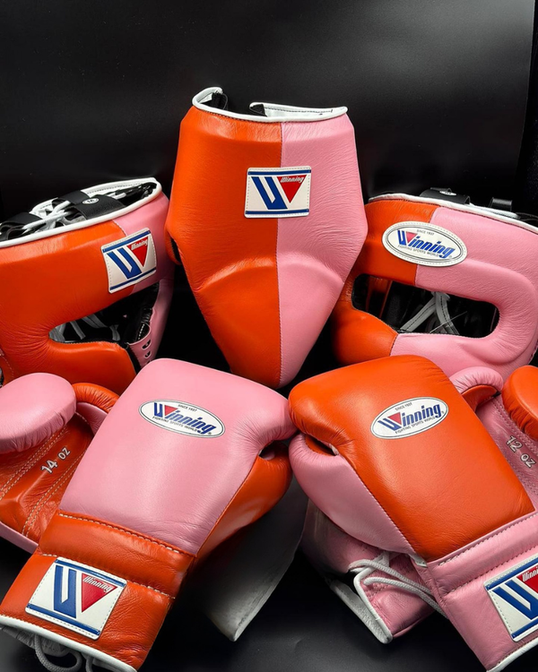 Customizable Orange and Pink Winning Boxing Sets With Cheeks Head Guard