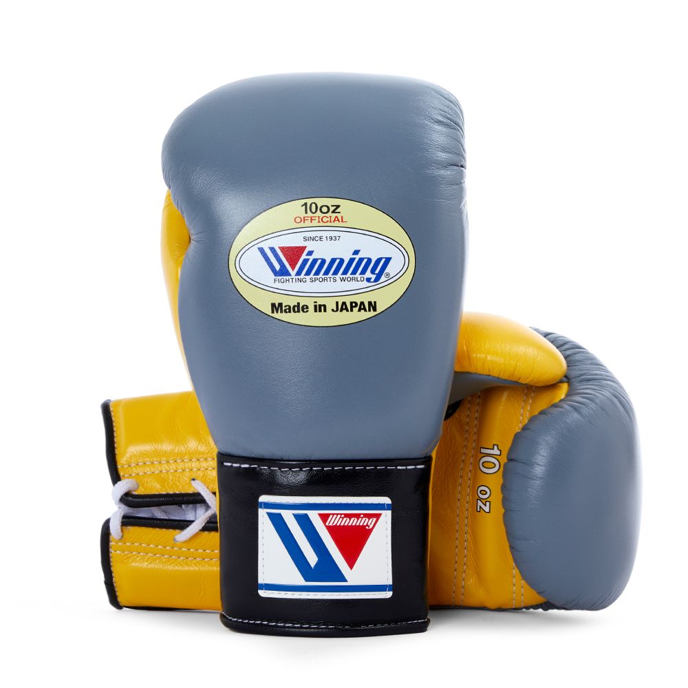 Gray Yellow & Black Winning Boxing Gloves, Pro Winning Velcro Boxing Gloves, Pro Winning Lace up Boxing Gloves, Christmas Gift for Men's and Women's, Thanksgiving Gifts for Him and Her - Gray Yellow & Black