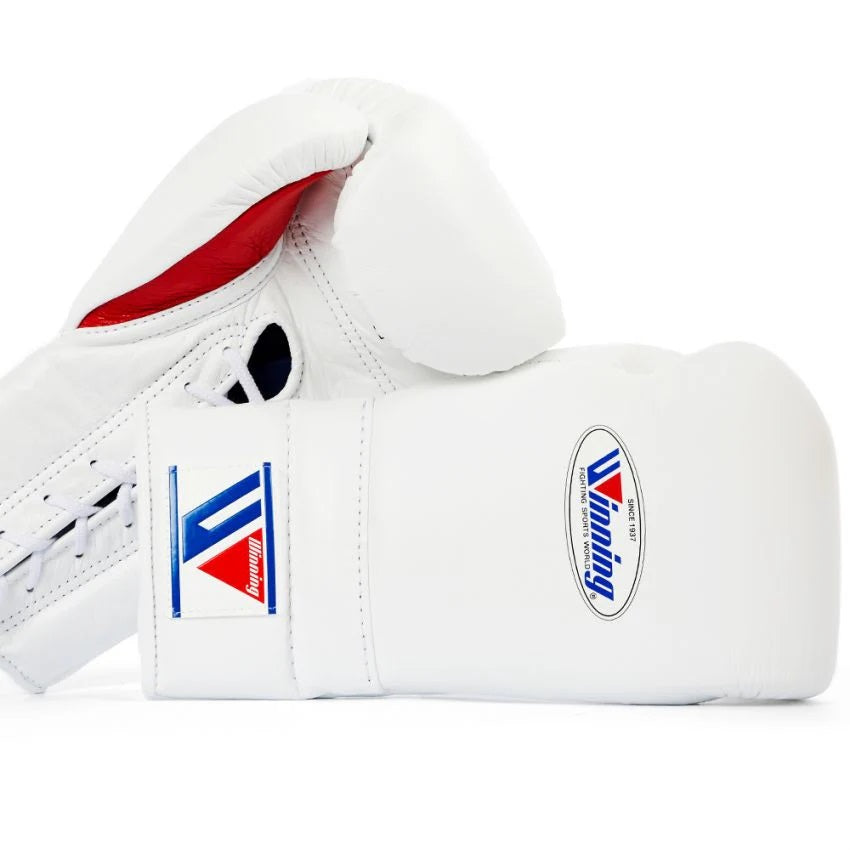 Winning Boxing Gloves, Pro Winning Lace up Boxing Gloves, Christmas Gift for Men's and Women's, Thanksgiving Gifts for Him and Her - White Red