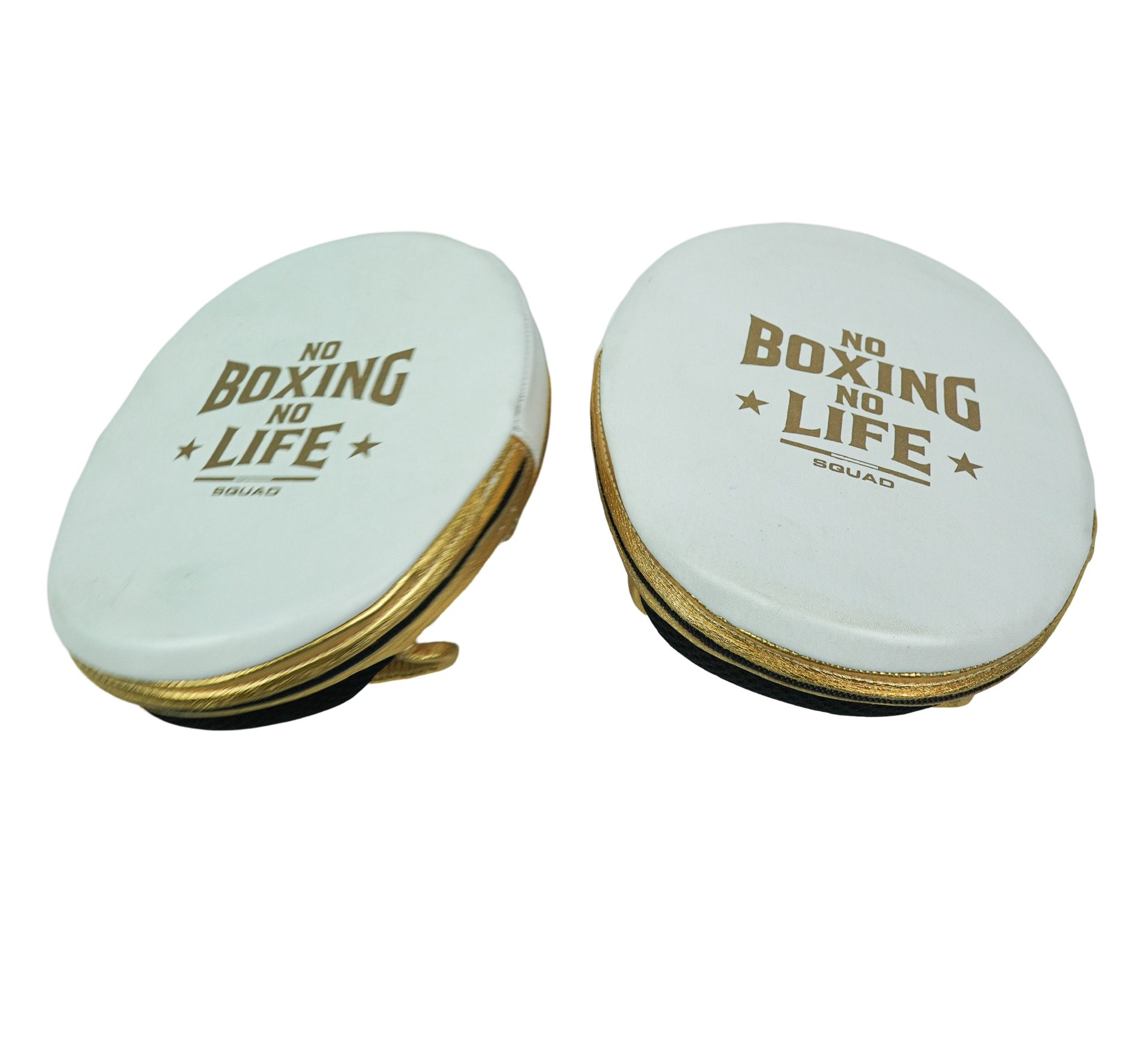 No Boxing No Life Precision Mitts - Metallic Gold/ White