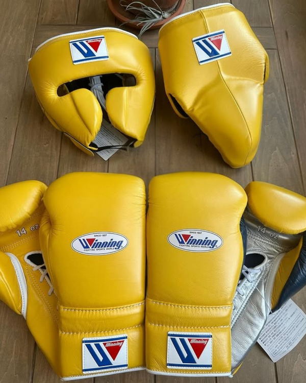 Customizable Yellow Winning Boxing Sets With Cheeks Head Guard