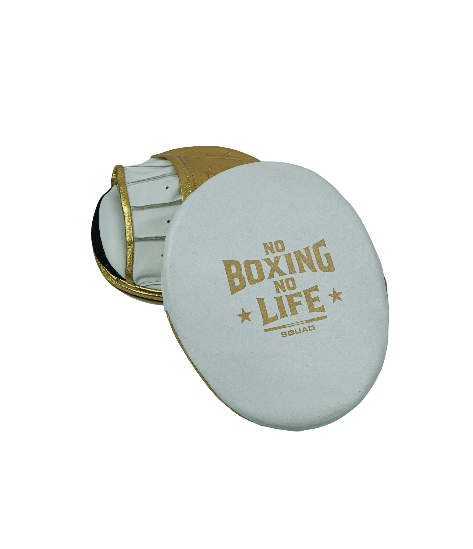 No Boxing No Life Precision Mitts - Metallic Gold/ White