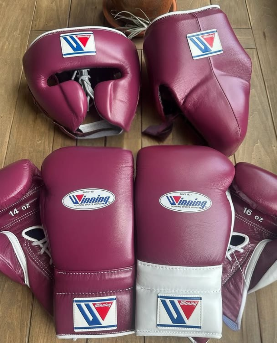 Customizable Purple Winning Boxing Sets With Cheeks Head Guard