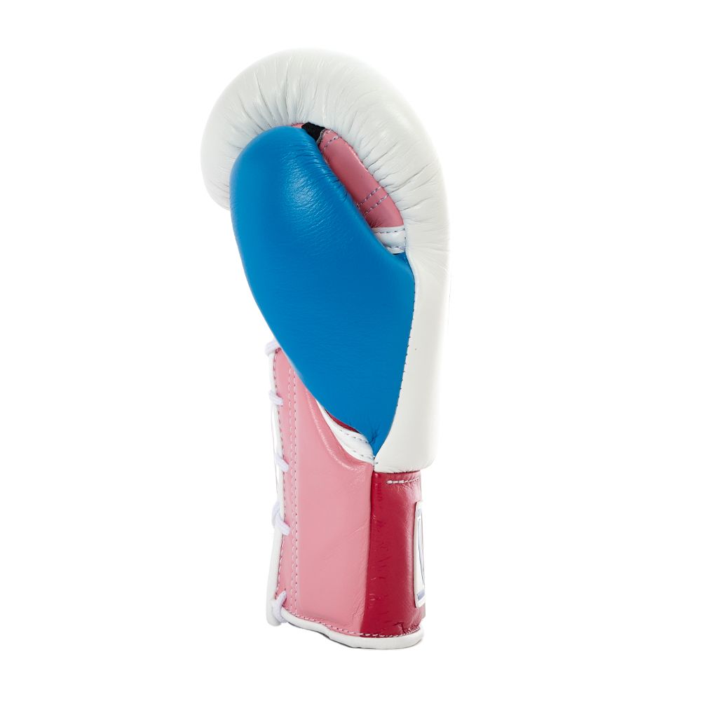 White Red and Sky Blue Winning Boxing Gloves, Pro Winning Lace up Boxing Gloves, Christmas Gift for Men's and Women's, Thanksgiving Gifts for Him and Her - White Pink & Sky Blue