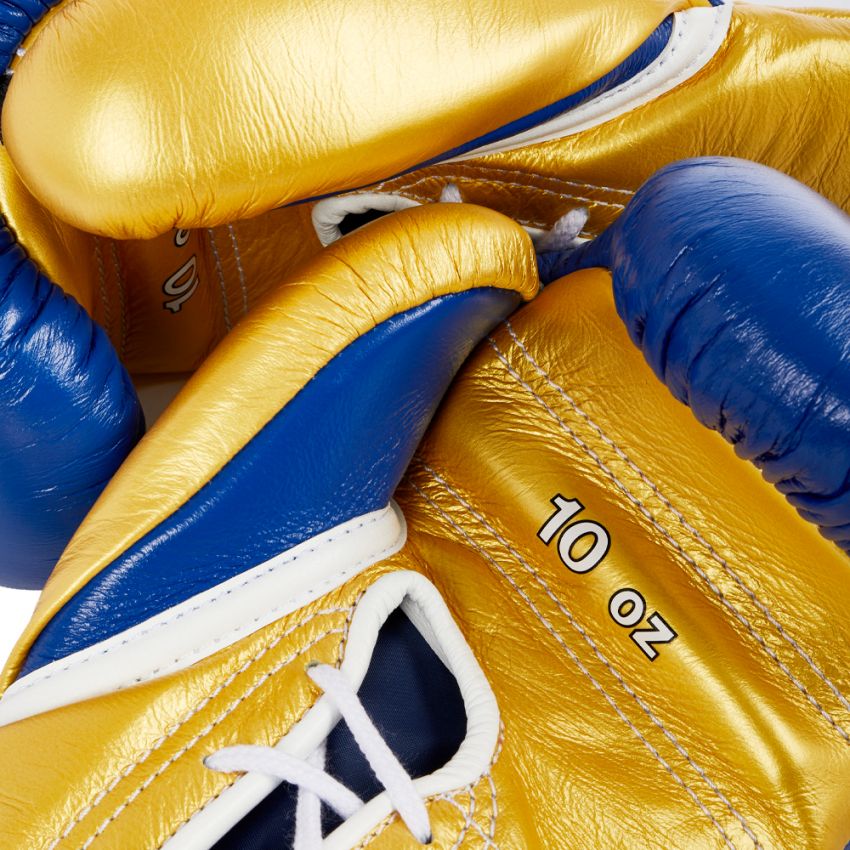 Blue & Gold Winning Boxing Gloves, Pro Winning Velcro Boxing Gloves, Pro Winning Lace up Boxing Gloves, Christmas Gift for Men's and Women's, Thanksgiving Gifts for Him and Her- Blue & Gold