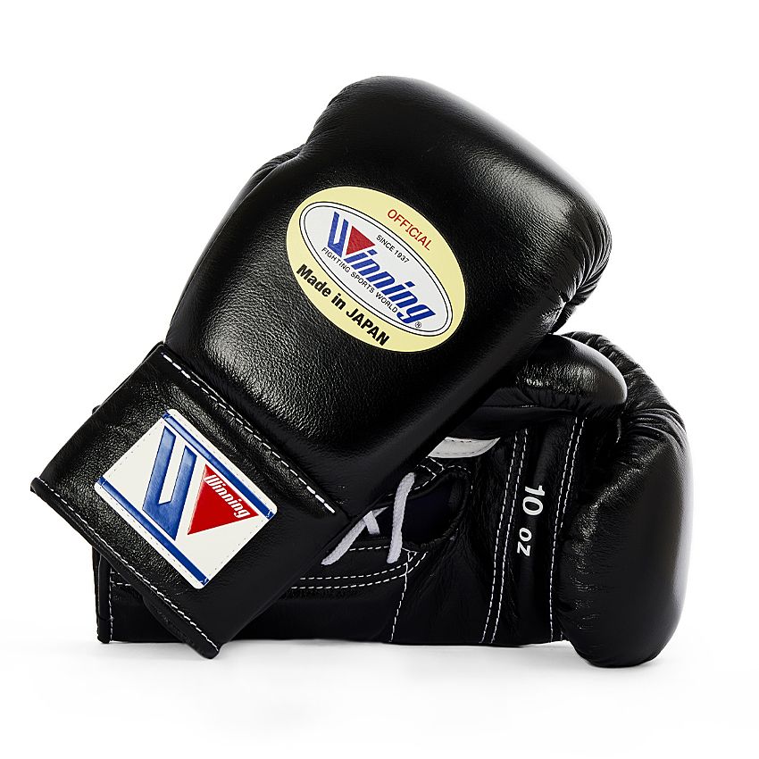Black Winning Boxing Gloves, Pro Winning Velcro Boxing Gloves, Pro Winning Lace up Boxing Gloves, Christmas Gift for Men's and Women's, Thanksgiving Gifts for Him and Her - Black