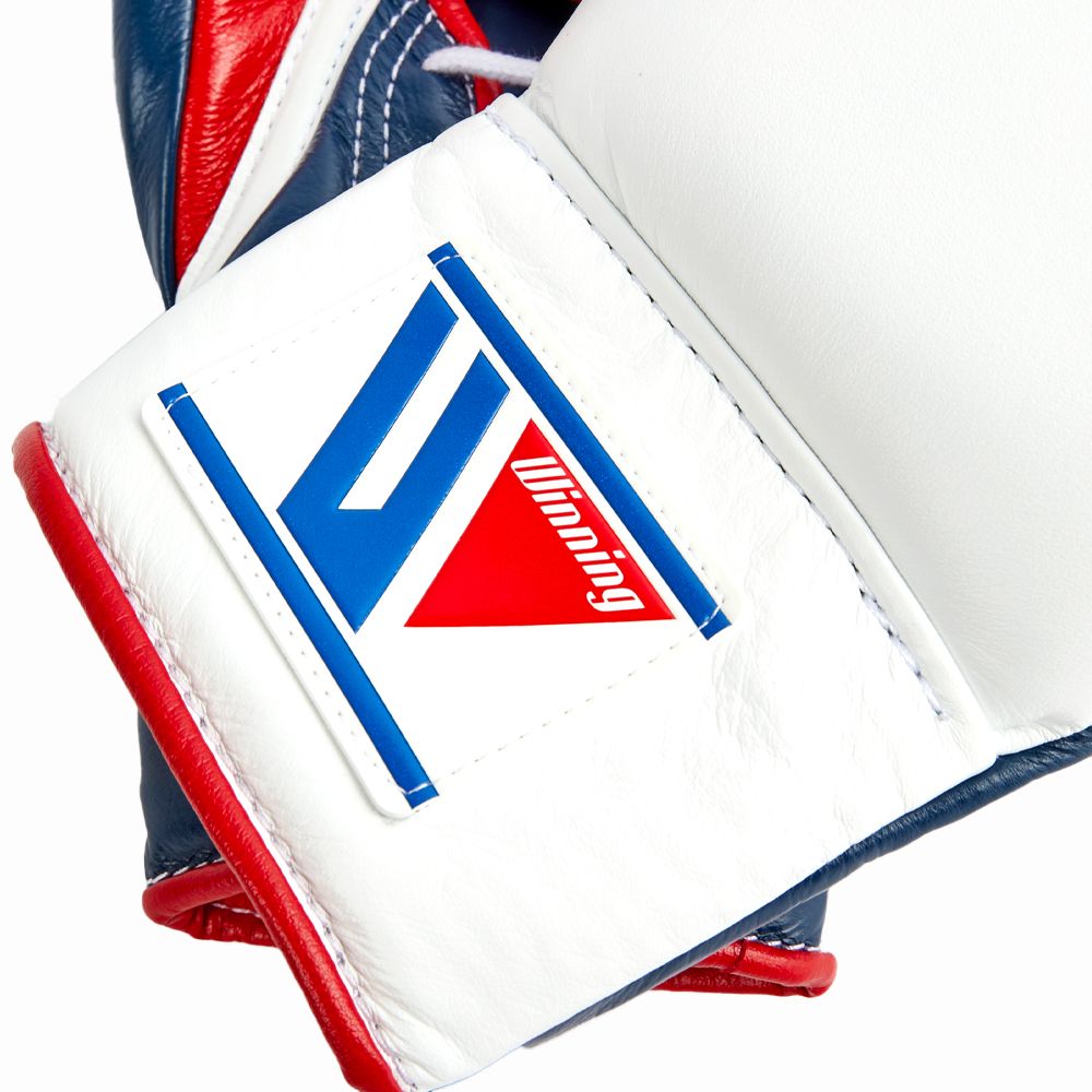 White Blue & Red Winning Boxing Gloves, Pro Winning Velcro Boxing Gloves, Pro Winning Lace up Boxing Gloves, Christmas Gift for Men's and Women's, Thanksgiving Gifts for Him and Her - White Blue & Red