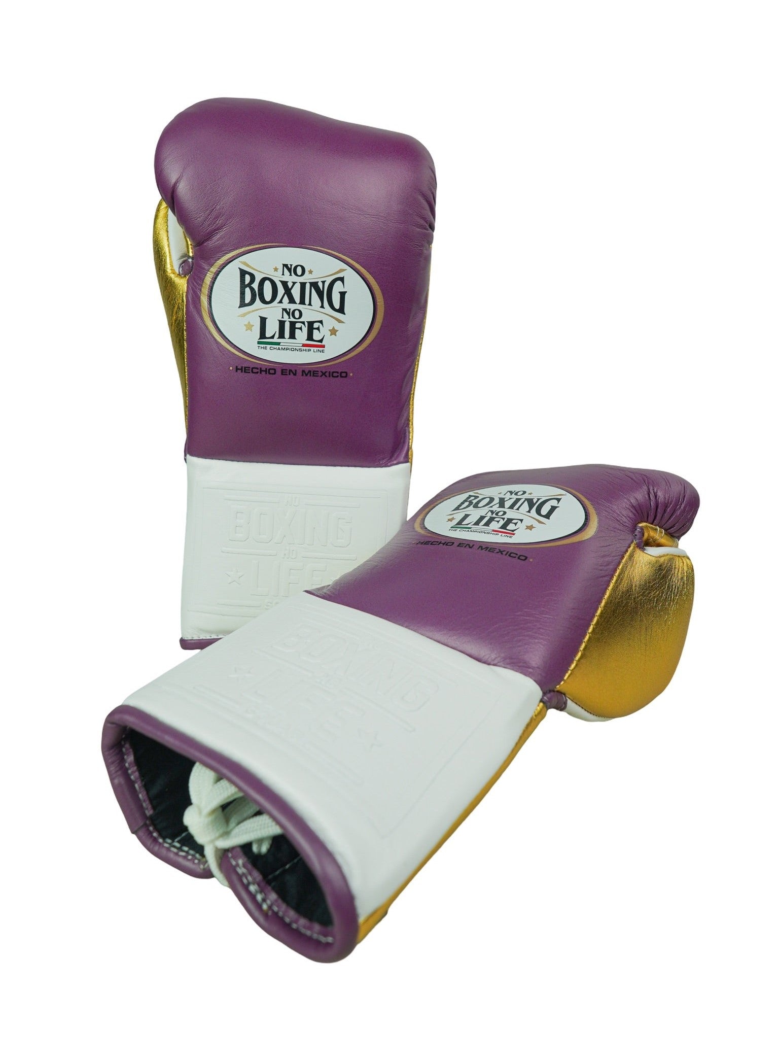 No Boxing No Life Fight Gloves - Grape/ Metallic Gold/ White