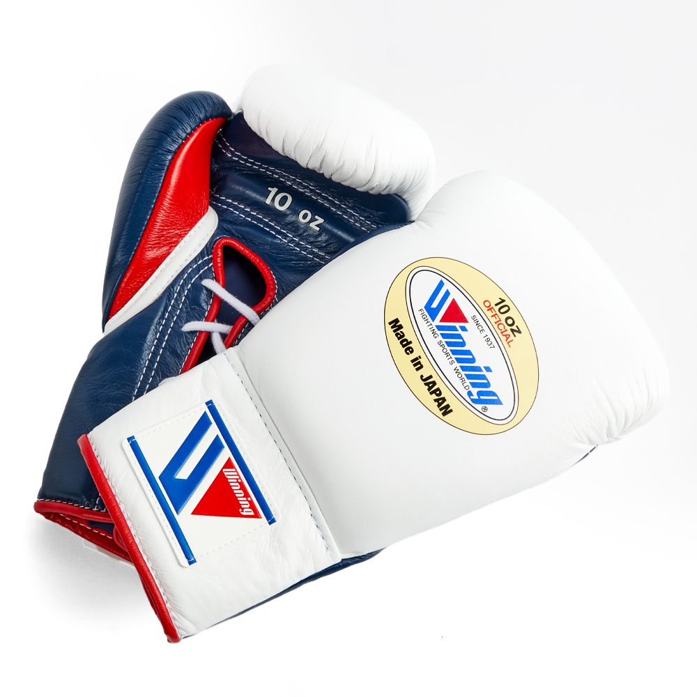 White Blue and Red Winning Boxing Gloves, Pro Winning Lace up Boxing Gloves, Christmas Gift for Men's and Women's, Thanksgiving Gifts for Him and Her - White Blue & Red