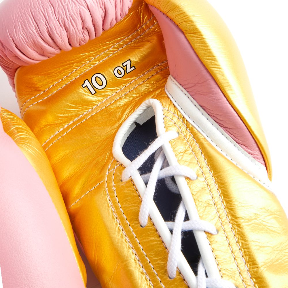 Pink and Gold Winning Boxing Gloves, Pro Winning Lace up Boxing Gloves, Christmas Gift for Men's and Women's, Thanksgiving gifts for Him and Her - Pink & Gold
