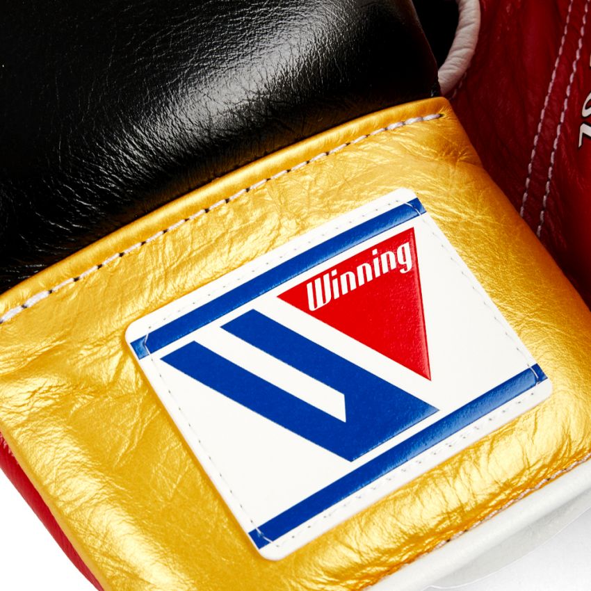 Black Gold & Red Winning Boxing Gloves, Pro Winning Velcro Boxing Gloves, Pro Winning Lace up Boxing Gloves, Christmas Gift for Men's and Women's, Thanksgiving Gifts for Him and Her- Black Gold & Red