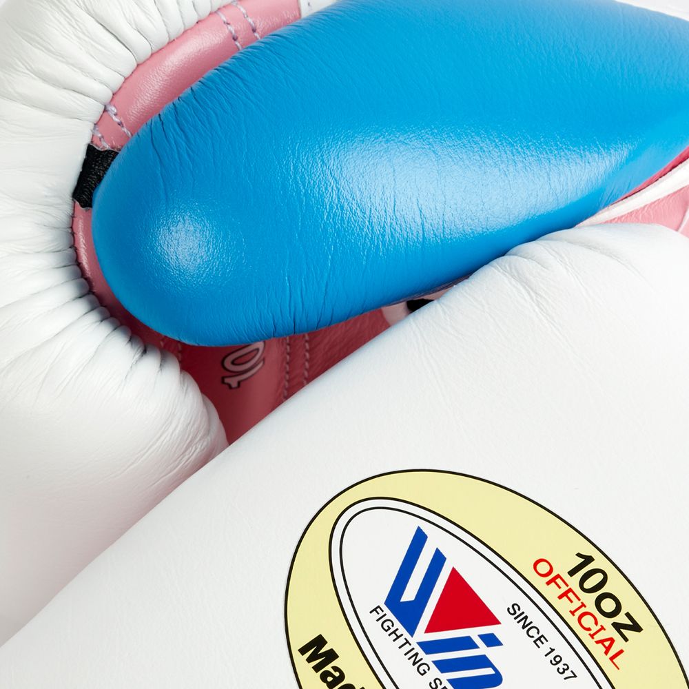 White Red and Sky Blue Winning Boxing Gloves, Pro Winning Lace up Boxing Gloves, Christmas Gift for Men's and Women's, Thanksgiving Gifts for Him and Her - White Pink & Sky Blue