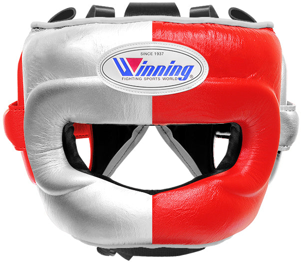 Customizable Silver and Red Winning Boxing Sets With Nose Bar Head Guard