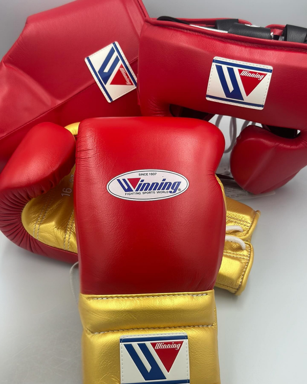Customizable Red and Yellow Winning Boxing Sets With Cheeks Head Guard