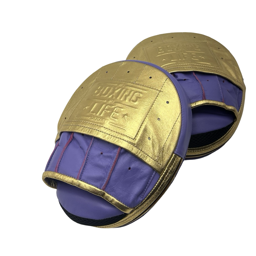No Boxing No Life Precision Target Mitts - Lila / Metallic Gold