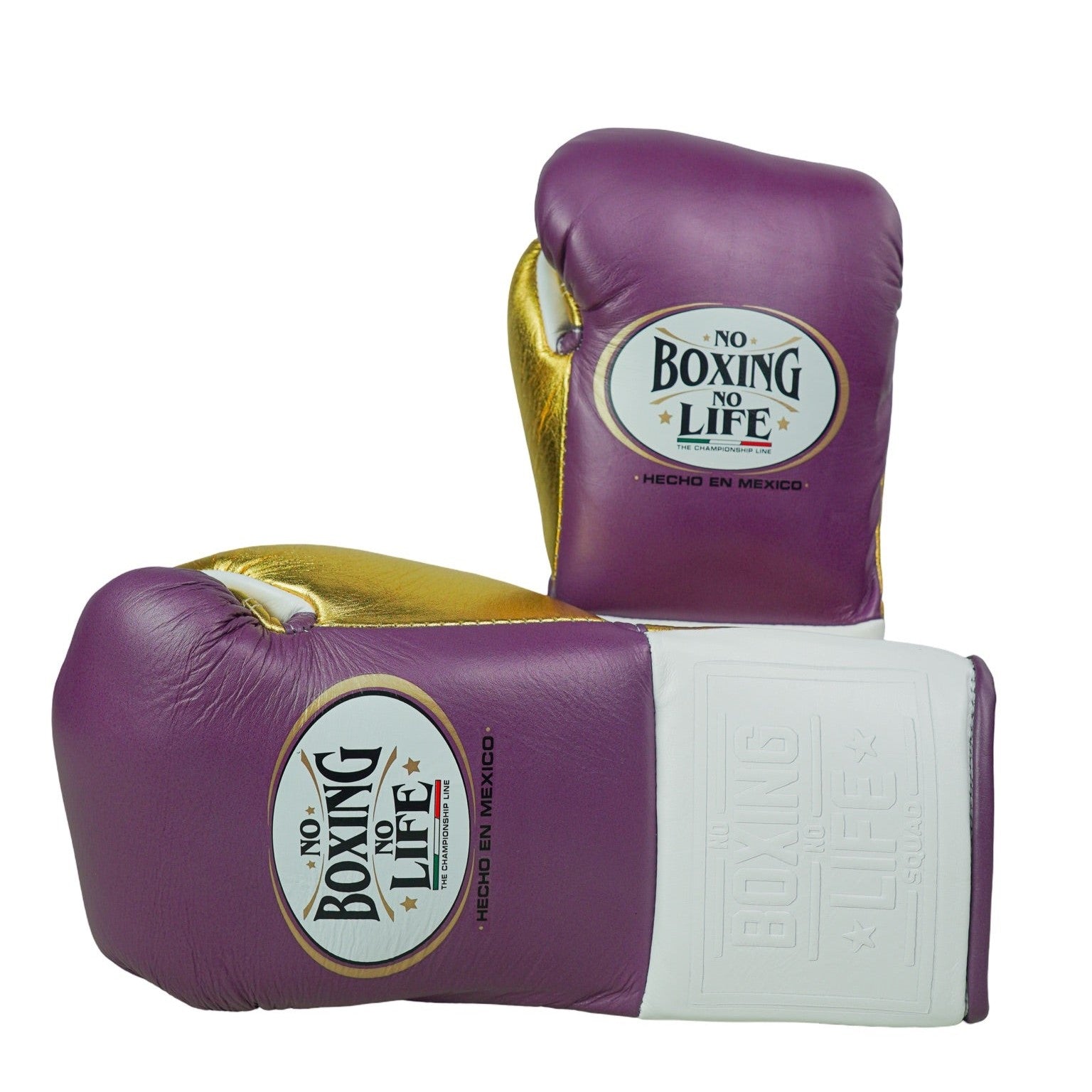No Boxing No Life Fight Gloves - Grape/ Metallic Gold/ White
