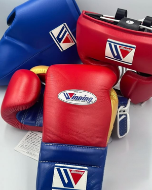 Customizable Red and Blue Winning Boxing Sets With Cheeks Head Guard