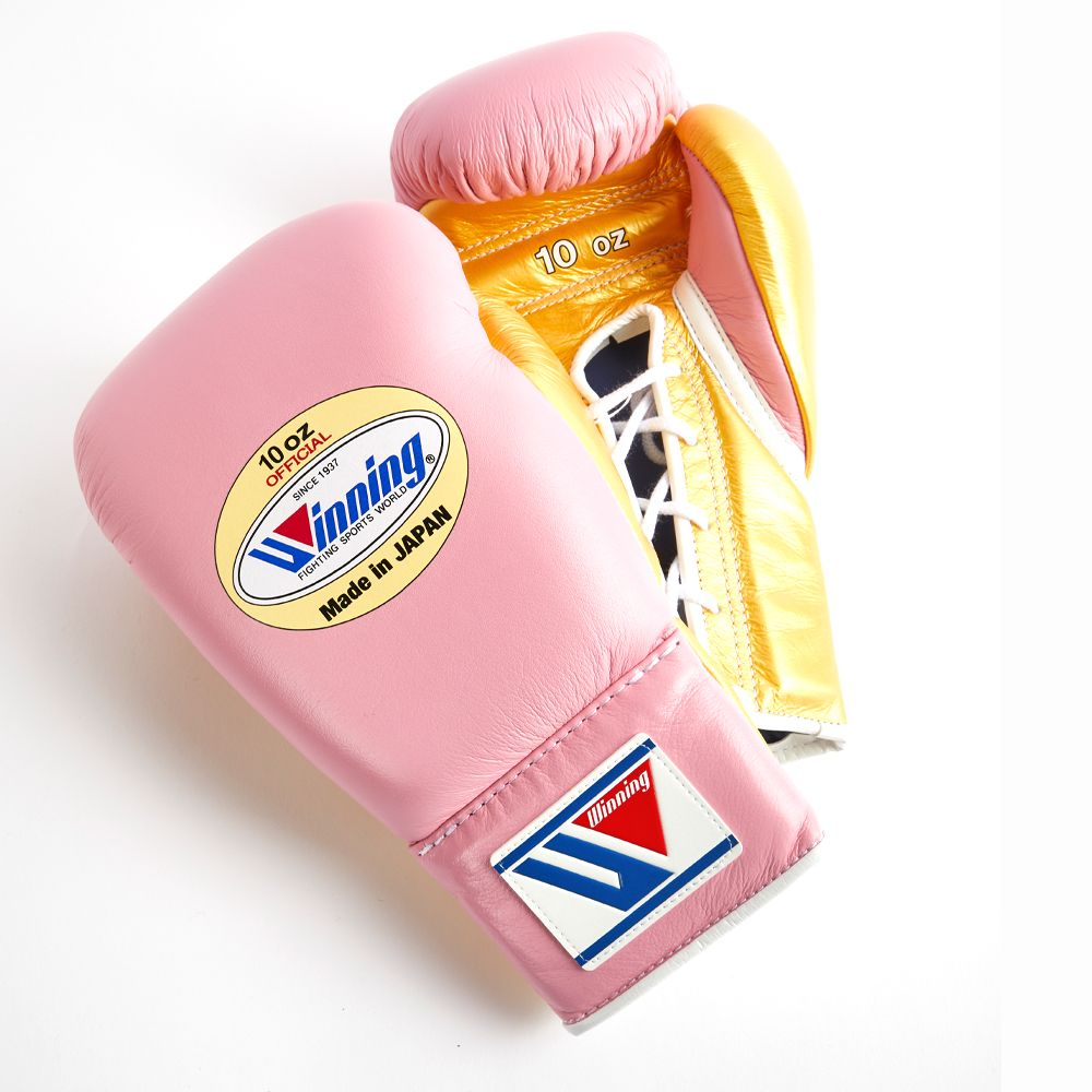 Pink and Gold Winning Boxing Gloves, Pro Winning Lace up Boxing Gloves, Christmas Gift for Men's and Women's, Thanksgiving gifts for Him and Her - Pink & Gold