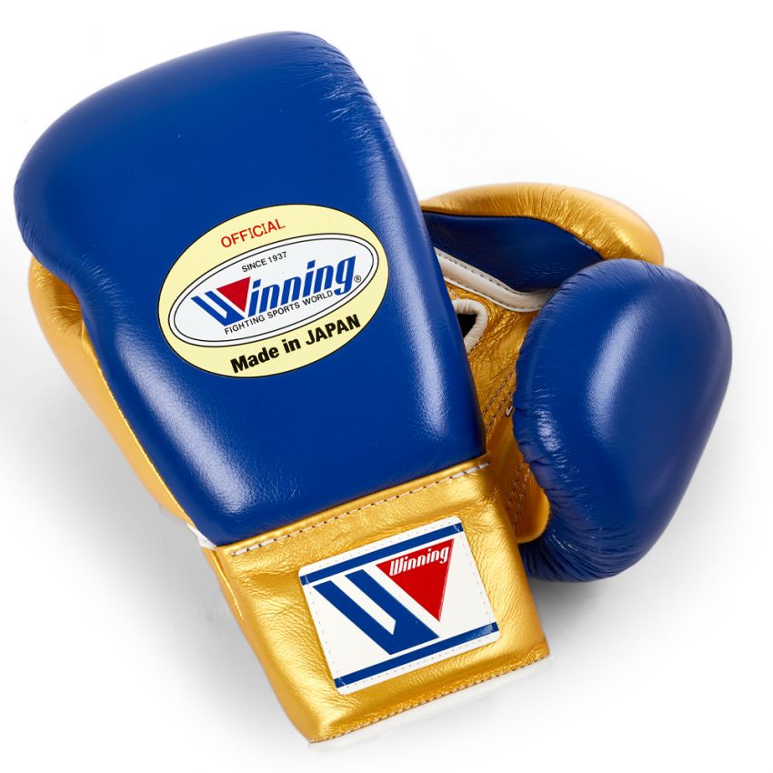 Blue & Gold Winning Boxing Gloves, Pro Winning Velcro Boxing Gloves, Pro Winning Lace up Boxing Gloves, Christmas Gift for Men's and Women's, Thanksgiving Gifts for Him and Her- Blue & Gold