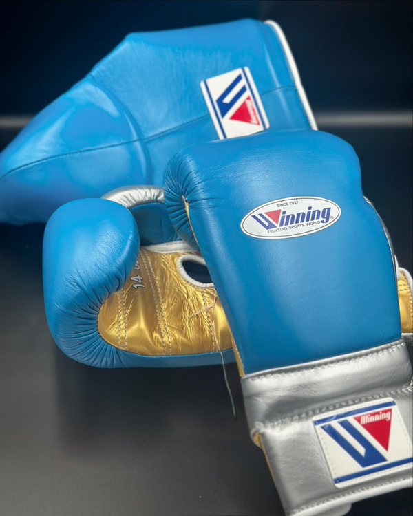 Customizable Sky Blue and Silver Winning Boxing Sets With Cheeks Head Guard