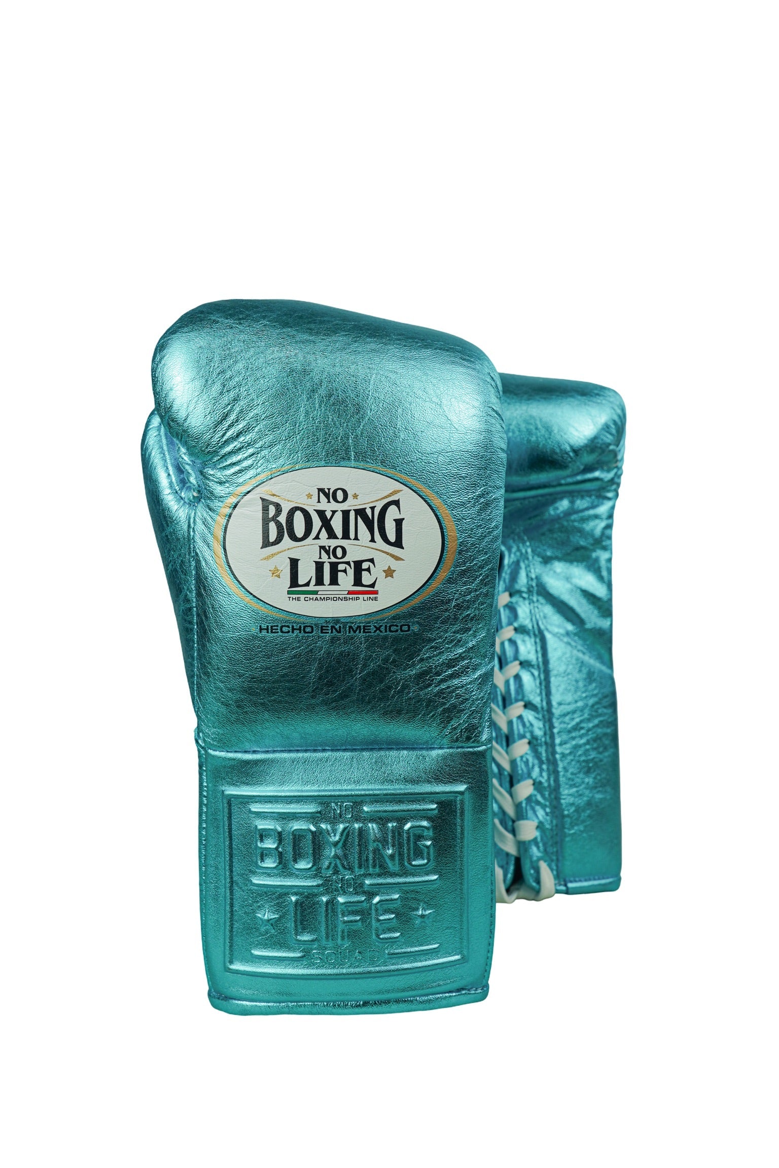 Customizable Metallic Aqua No Boxing No Life Boxing Gloves, No Boxing No Life Lace Up Boxing Gloves, Christmas Gift for Men's and Women's, Thanksgiving Gifts for Him and Her