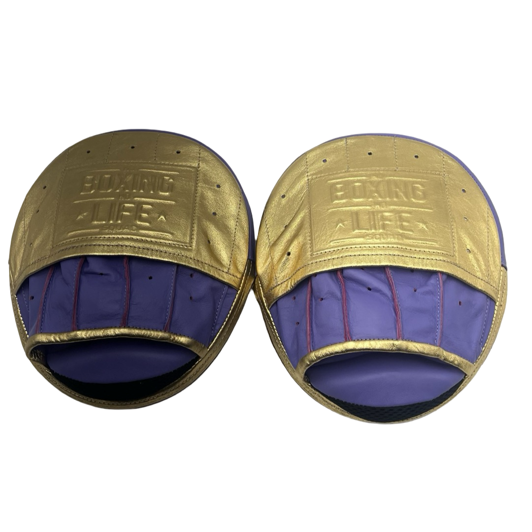 No Boxing No Life Precision Target Mitts - Lila / Metallic Gold