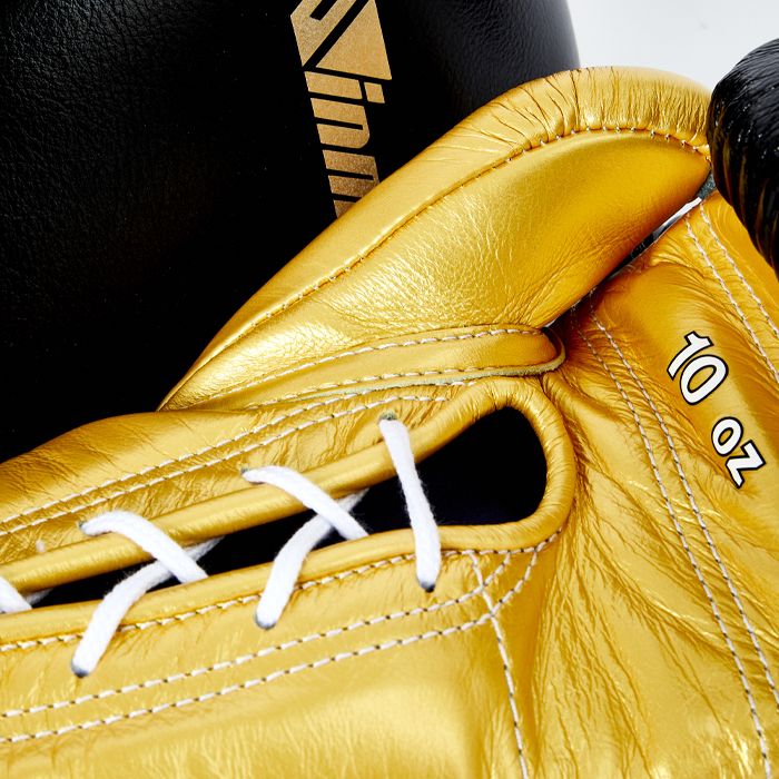 Black & Gold Winning Boxing Gloves, Pro Winning Lace up Boxing Gloves, Christmas Gift for Men's and Women's, Thanksgiving Gifts for Him and Her - Black & Gold