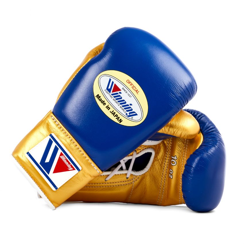 Blue & Gold Winning Boxing Gloves, Pro Winning Velcro Boxing Gloves, Pro Winning Lace up Boxing Gloves, Christmas Gift for Men's and Women's, Thanksgiving Gifts for Him and Her- Blue & Gold