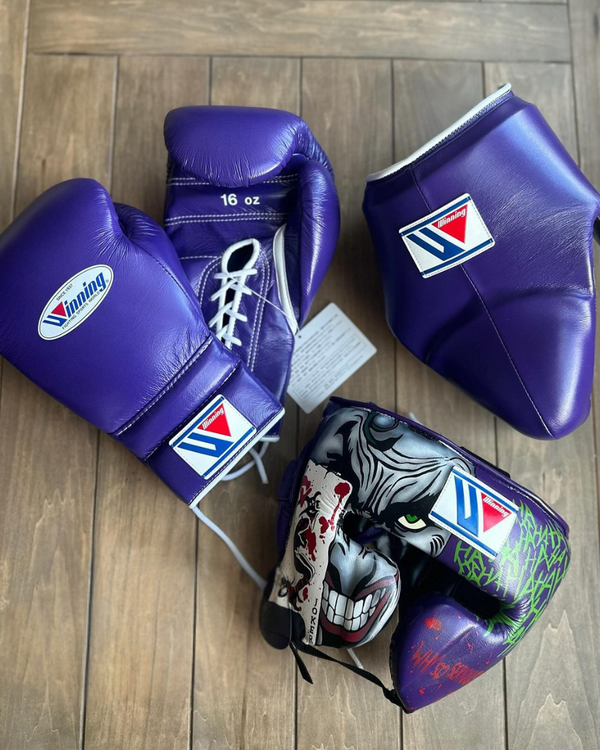 Customizable Purple Winning Boxing Sets With Cheeks Head Guard