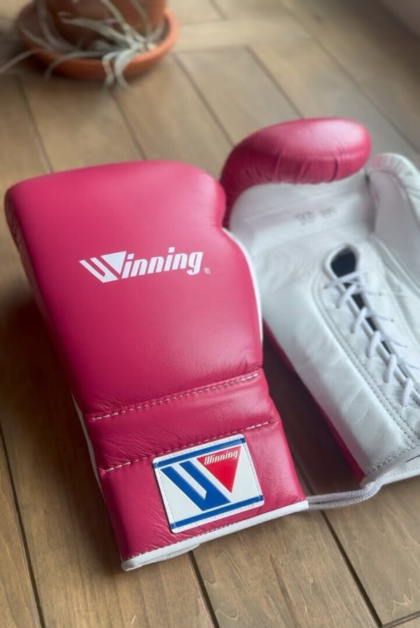 Customizable Pink and White Winning Boxing Sets With Cheeks Head Guard