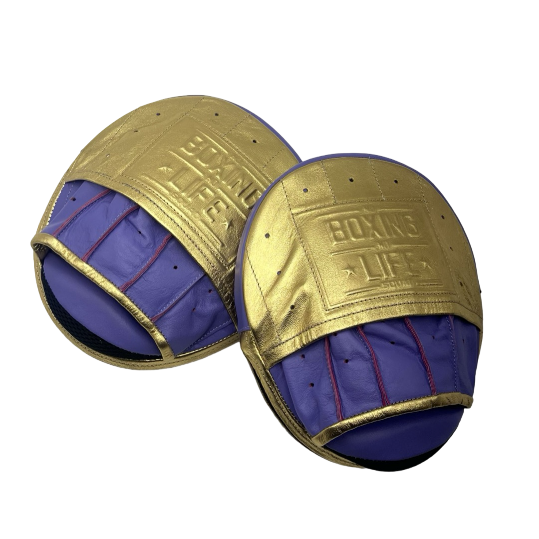 No Boxing No Life Precision Target Mitts - Lila / Metallic Gold