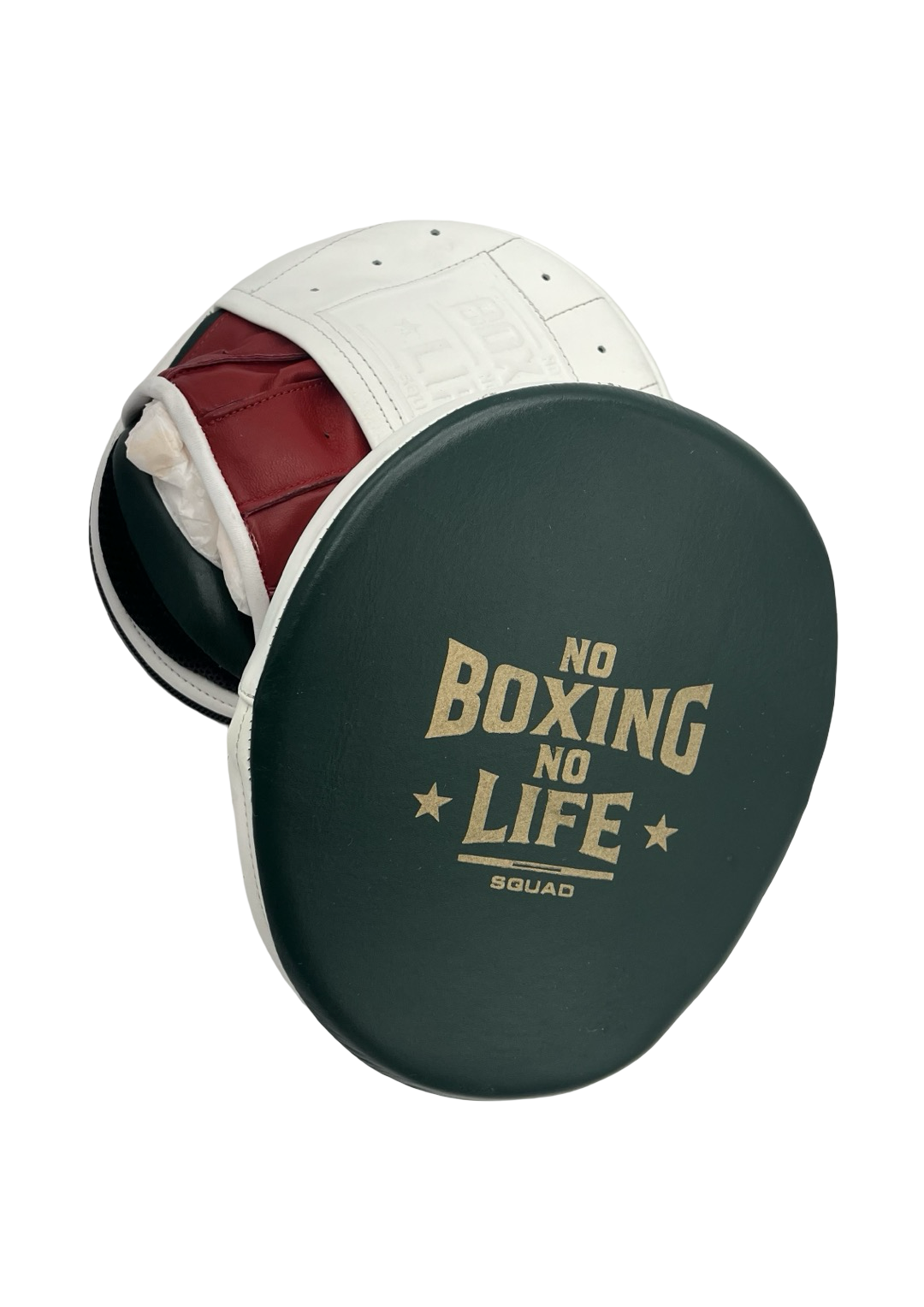 No Boxing No Life Precision Mitts - White/ Red/ Green