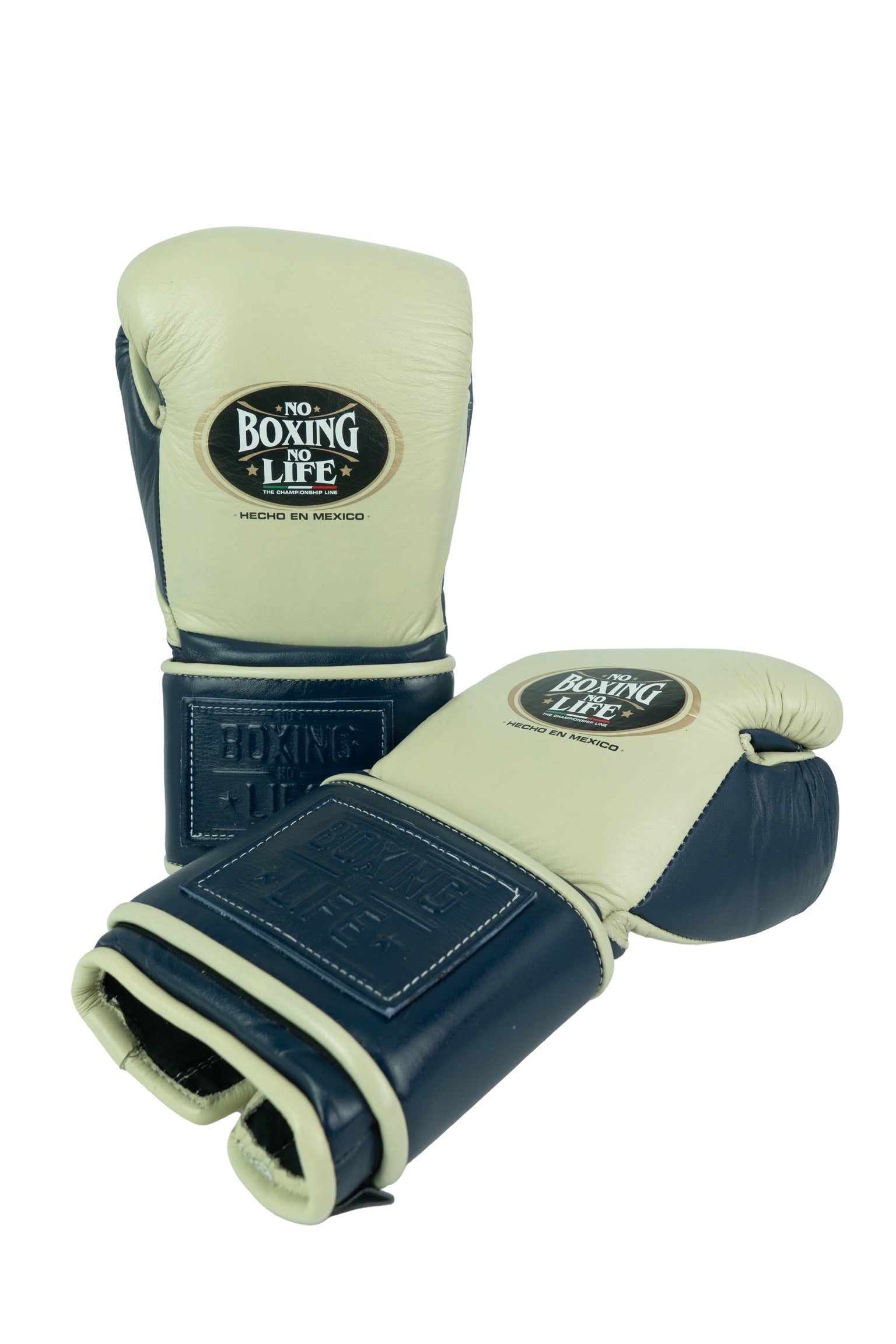 Customizable Cream and Navy Blue No Boxing No Life Boxing Gloves, No Boxing No Life Velcro Boxing Gloves, Christmas Gift for Men's and Women's, Thanksgiving Gifts for Him and Her