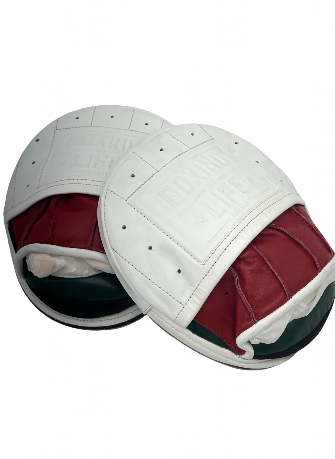 No Boxing No Life Precision Mitts - White/ Red/ Green