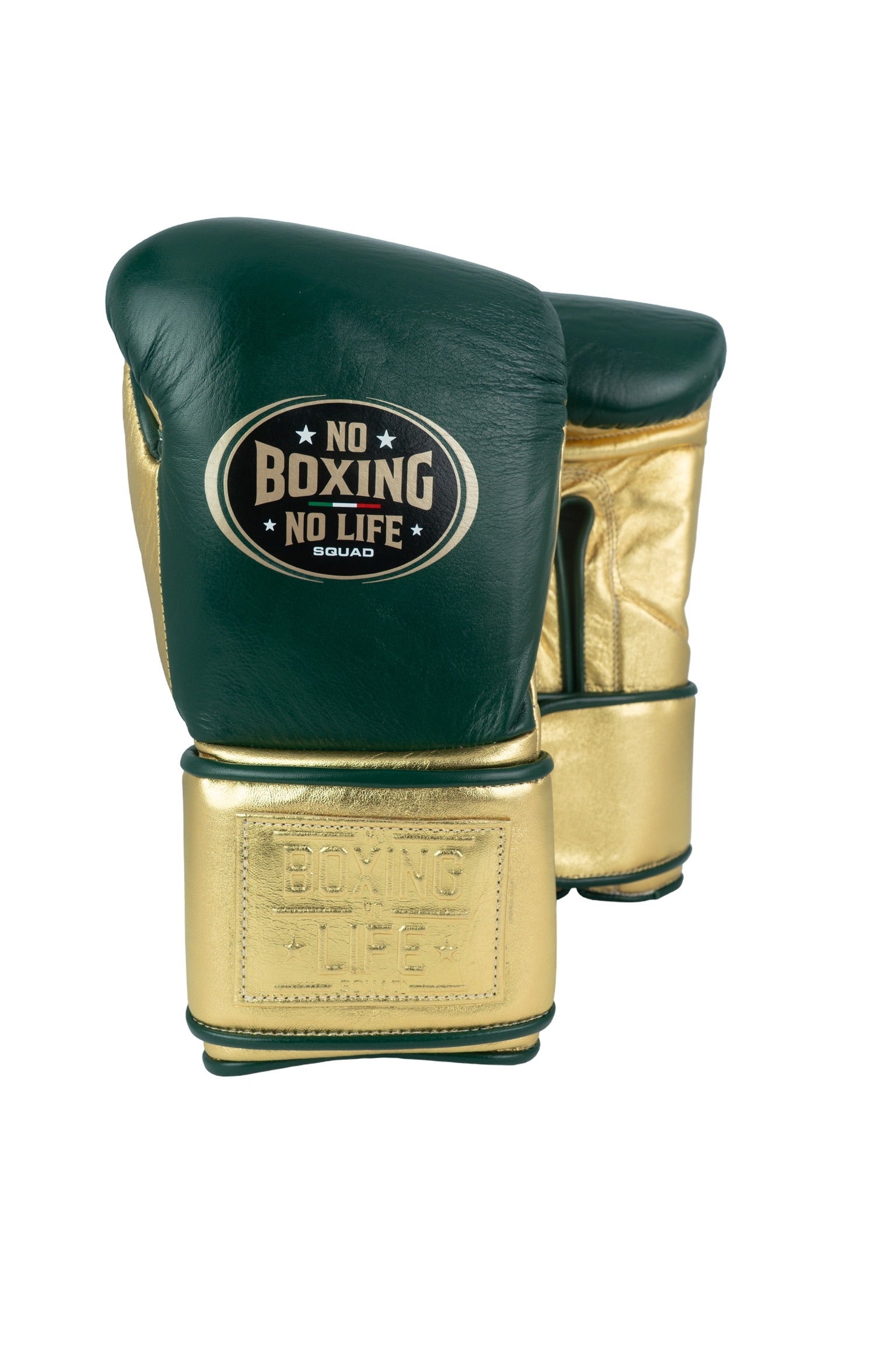 Customizable Pine Green and Metallic Gold No Boxing No Life Boxing Gloves, No Boxing No Life Lace Up Boxing Gloves, Christmas Gift for Men's and Women's, Thanksgiving Gifts for Him and Her
