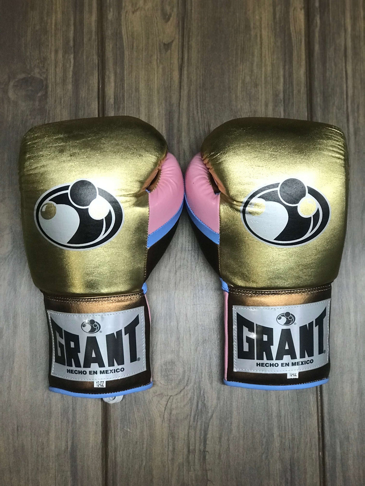 Customizable Grant Boxing Gloves Gold/Brown/Pink Lace-Up Training