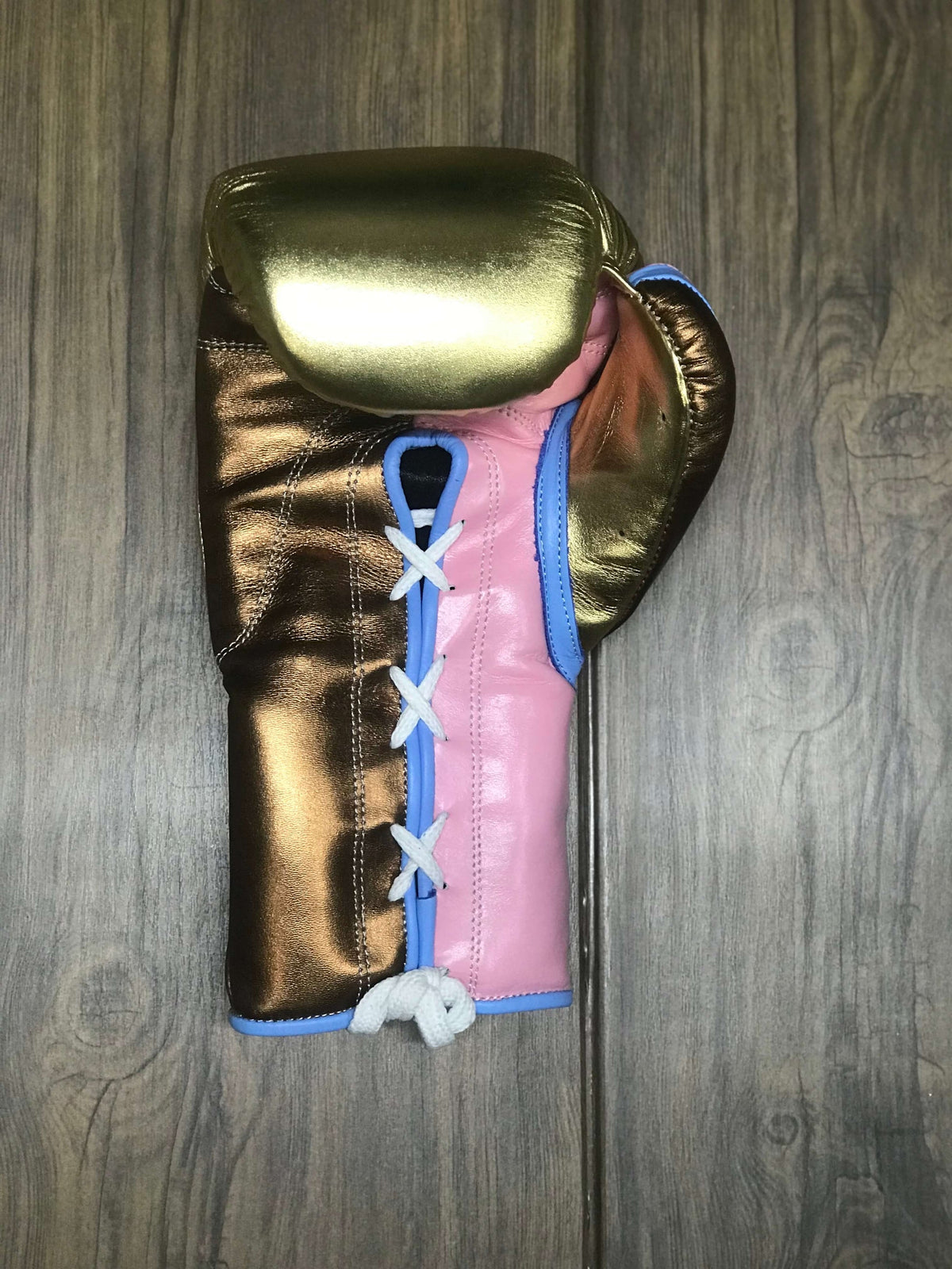 Customizable Grant Boxing Gloves Gold/Brown/Pink Lace-Up Training