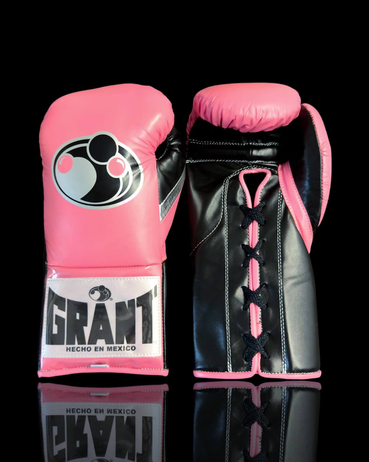 Customizable Boxing Gloves Pink/Black Lace-Up