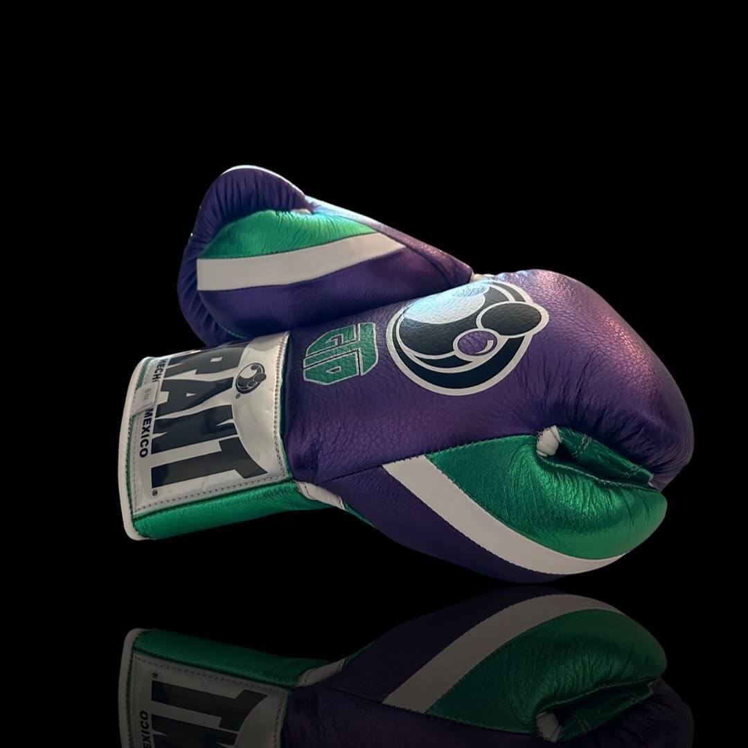 Customizable Grant Boxing Gloves Purple/Green/White Lace-Up Training