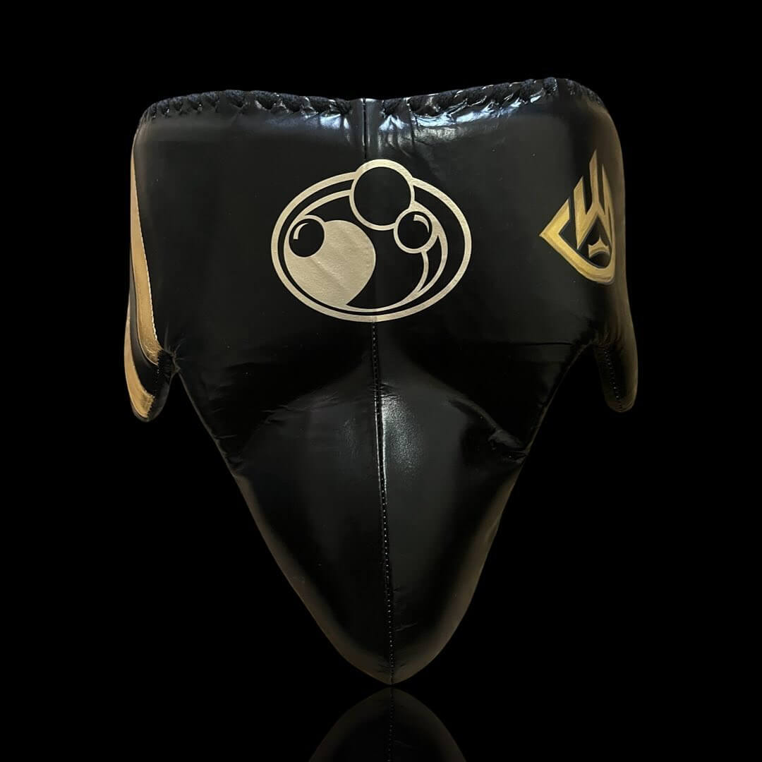 Customizable Black/Gold Grant Boxing Sets With Cheeks Head Guard and Groin Guard Protector