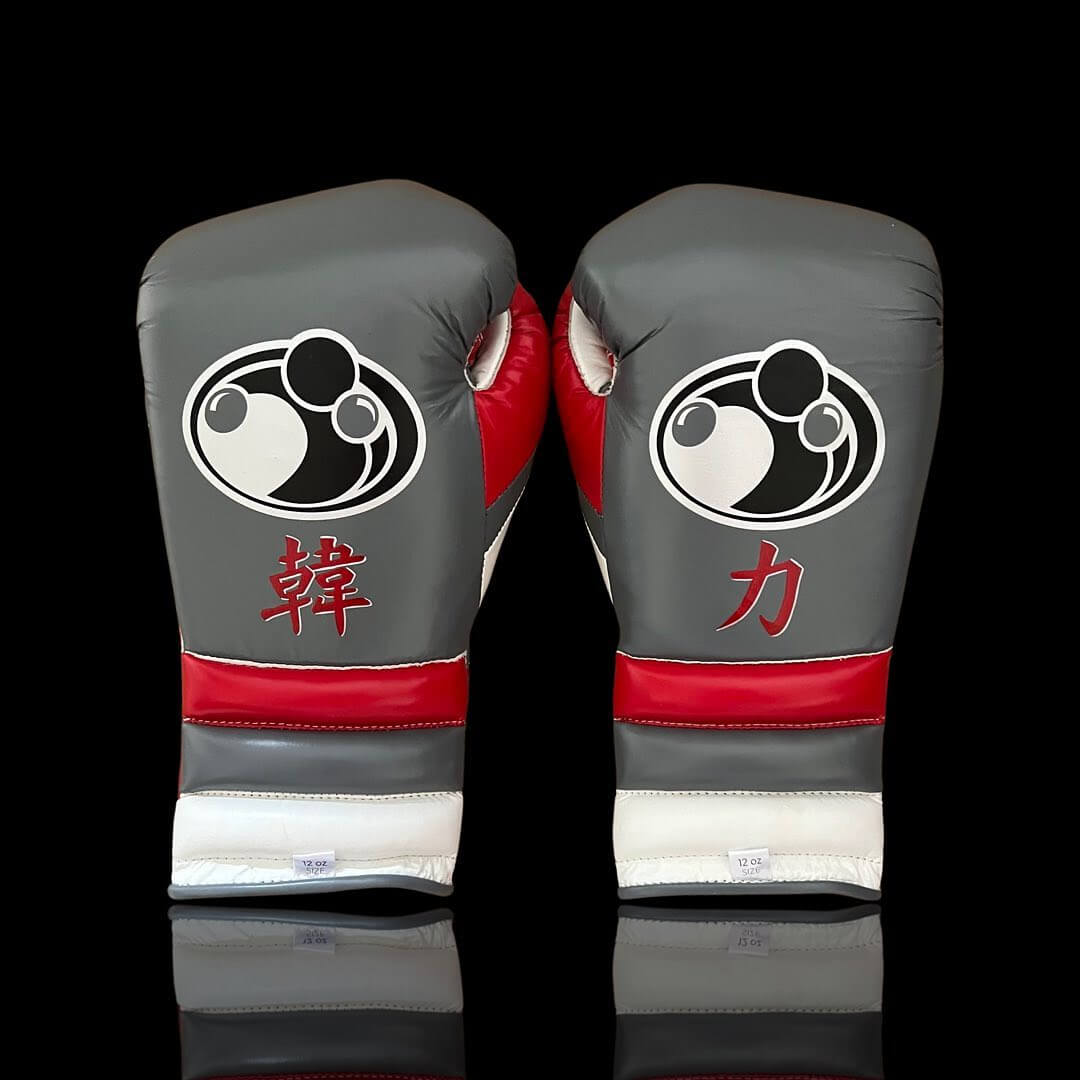 Customizable Grey/Red/White Grant Boxing Sets With Cheeks Head Guard and Groin Guard Protector