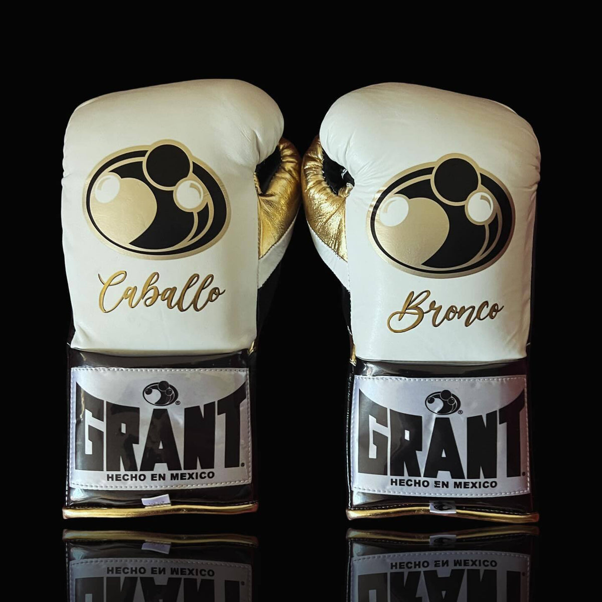 Customizable White/Gold/Black Grant Boxing Sets With Cheeks Head Guard and Groin Guard Protector