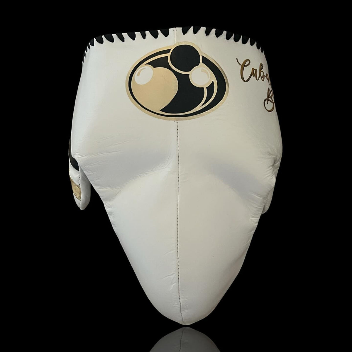 Customizable White/Gold/Black Grant Boxing Sets With Cheeks Head Guard and Groin Guard Protector